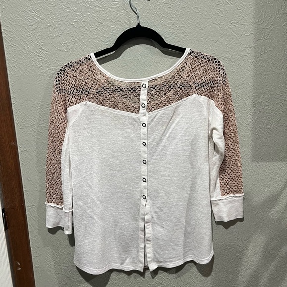 Miss Me Cream and Brown Lace Blouse Y2K Western Top EUC Size S - Picture 5 of 5